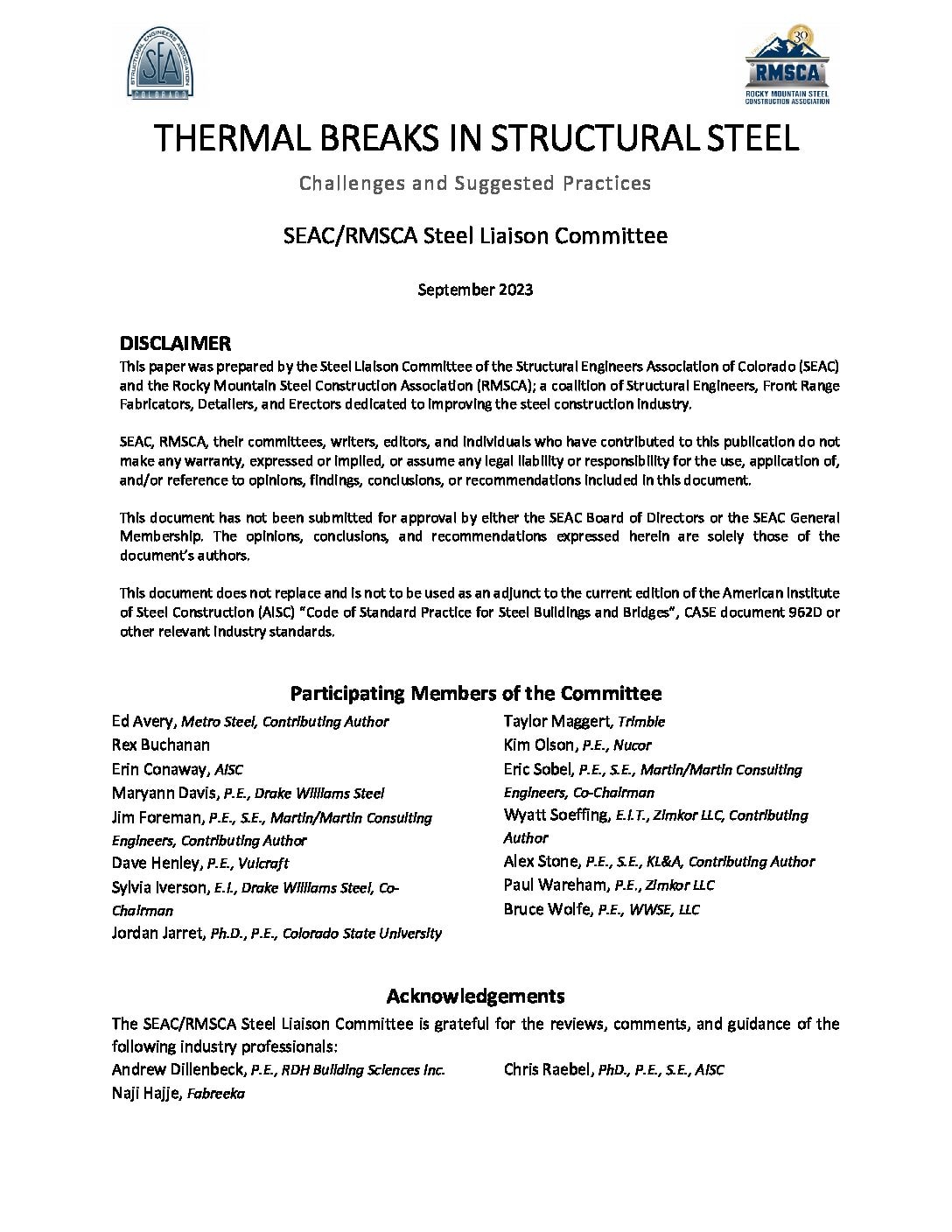 Thermal Breaks in Structural Steel