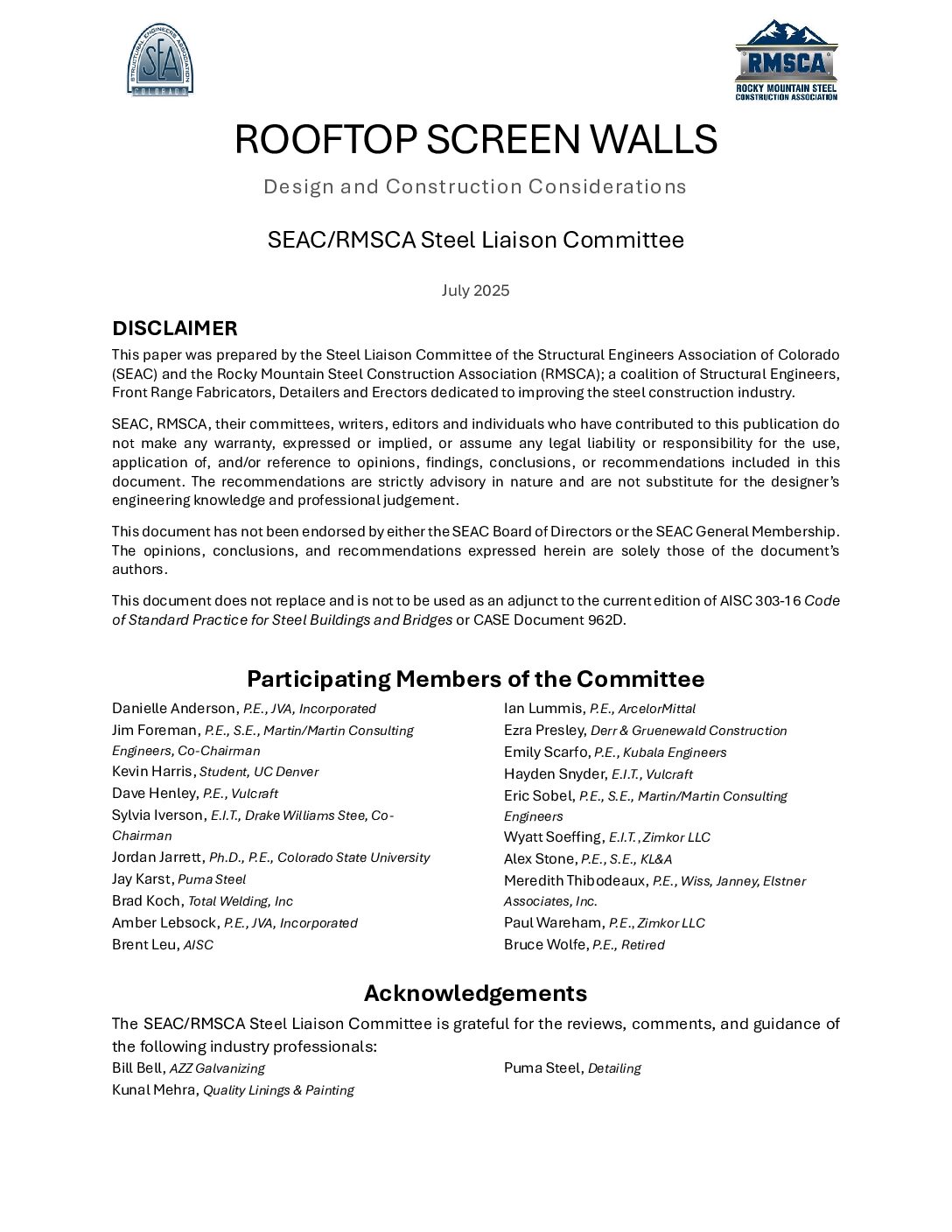 Rooftop Screen Walls – Design and Construction Considerations